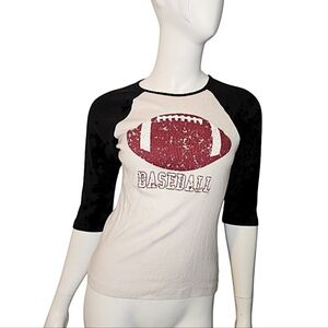 Women's "Baseball" Quarter Sleeve T-shirt Size S